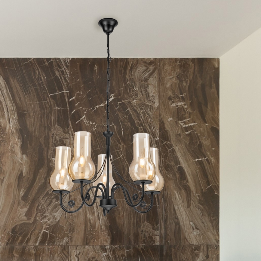 Brilagi - Luster na lancu COTTAGE 5xE14/40W/230V crno/braon