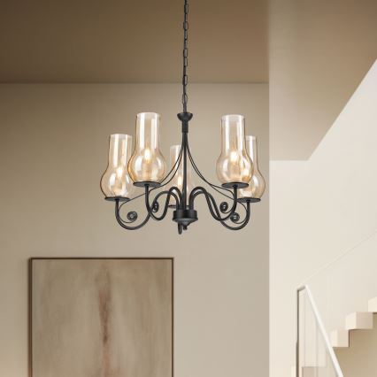 Brilagi - Luster na lancu COTTAGE 5xE14/40W/230V crno/braon
