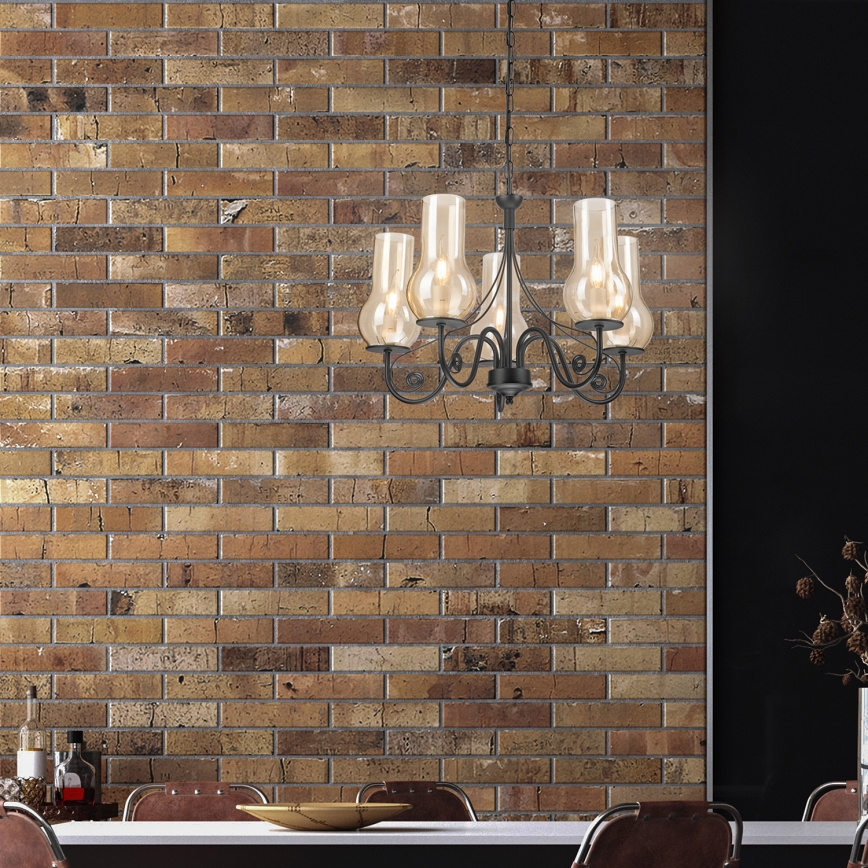 Brilagi - Luster na lancu COTTAGE 5xE14/40W/230V crno/braon