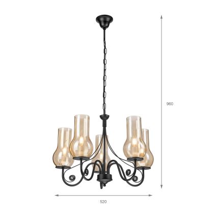 Brilagi - Luster na lancu COTTAGE 5xE14/40W/230V crno/braon