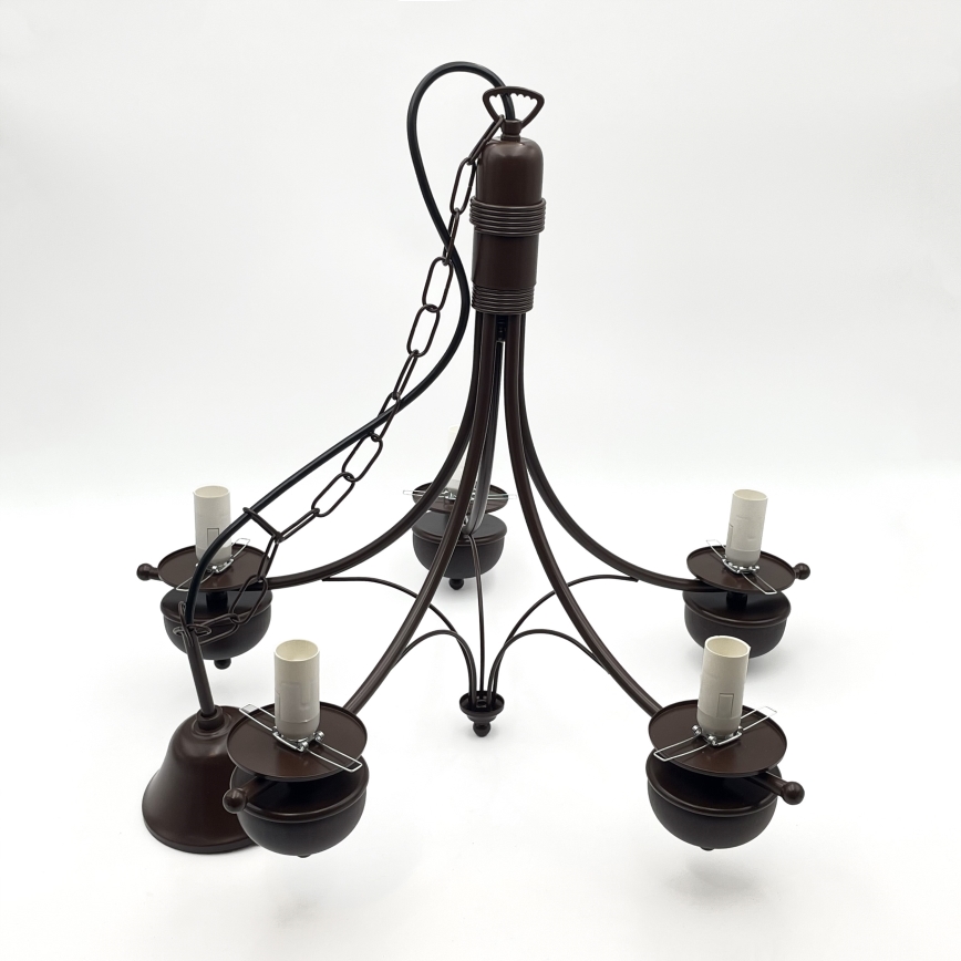 Brilagi - Luster na lancu COTTAGE 5xE14/40W/230V hrast/bela