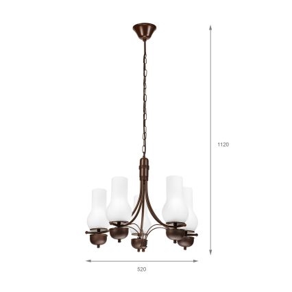 Brilagi - Luster na lancu COTTAGE 5xE14/40W/230V hrast/bela
