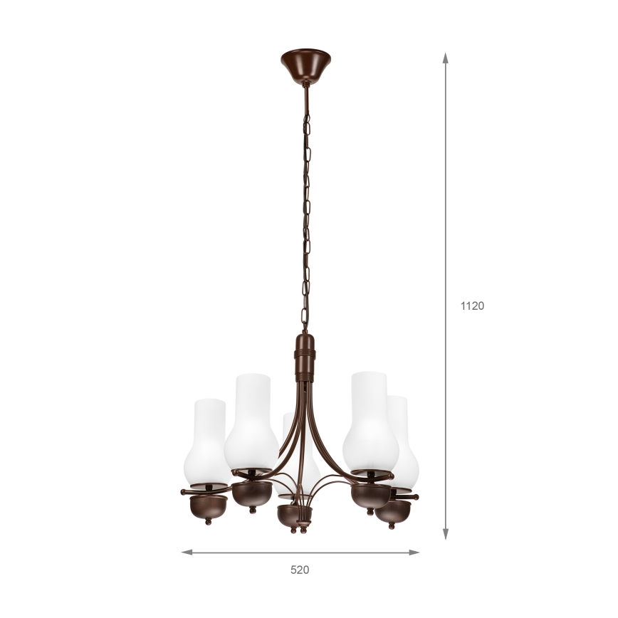 Brilagi - Luster na lancu COTTAGE 5xE14/40W/230V hrast/bela
