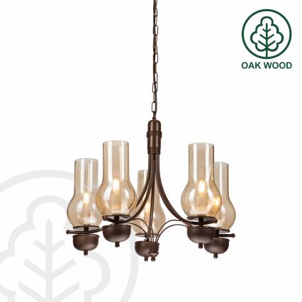 Brilagi - Luster na lancu COTTAGE 5xE14/40W/230V hrast/braon