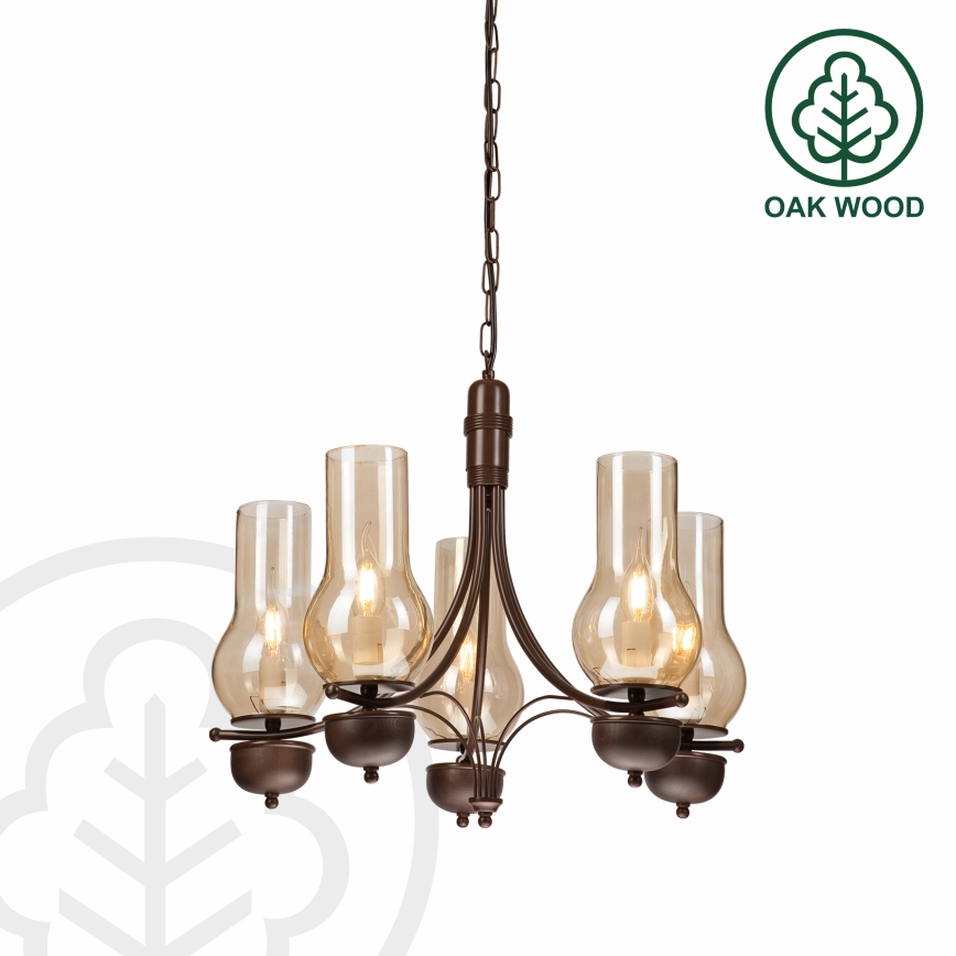 Brilagi - Luster na lancu COTTAGE 5xE14/40W/230V hrast/braon