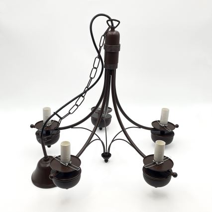 Brilagi - Luster na lancu COTTAGE 5xE14/40W/230V hrast/braon