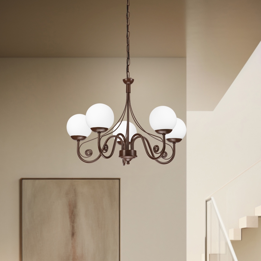 Brilagi - Luster na lancu COTTAGE 5xG9/40W/230V braon/bela