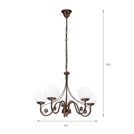 Brilagi - Luster na lancu COTTAGE 5xG9/40W/230V braon/bela