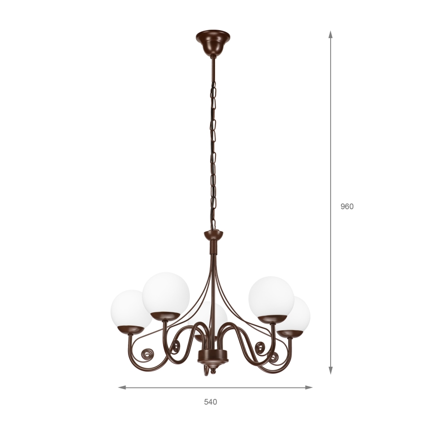Brilagi - Luster na lancu COTTAGE 5xG9/40W/230V braon/bela