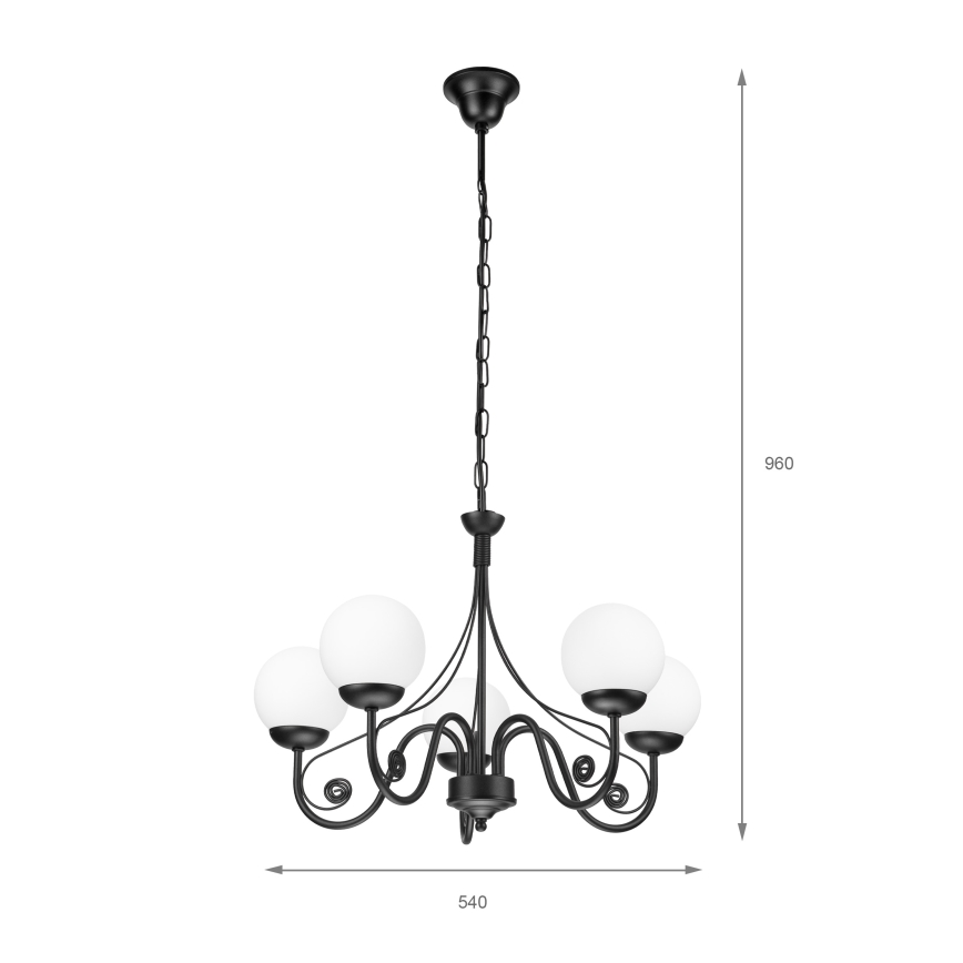 Brilagi - Luster na lancu COTTAGE 5xG9/40W/230V crno/bela