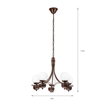 Brilagi - Luster na lancu COTTAGE 5xG9/40W/230V hrast/bela