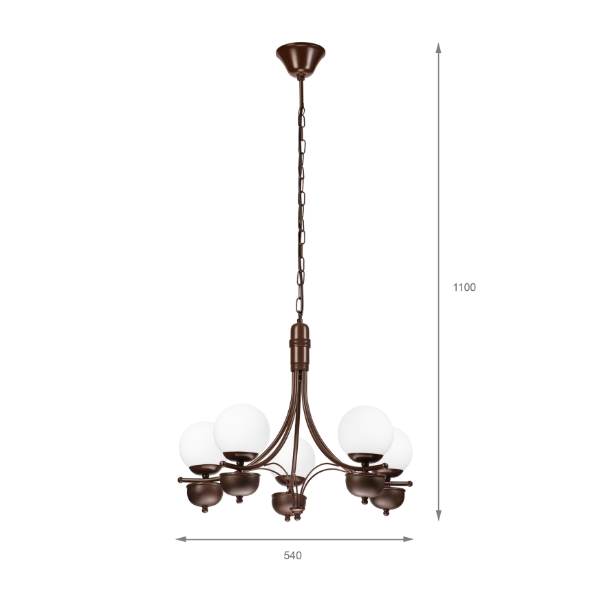 Brilagi - Luster na lancu COTTAGE 5xG9/40W/230V hrast/bela