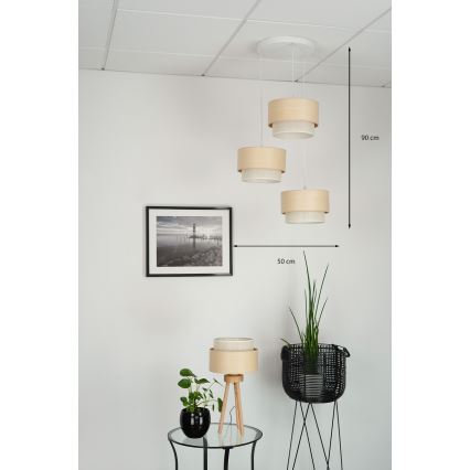 Brilagi - Luster na sajli ARIZONA BOHO 3xE27/15W/230V bež/bela