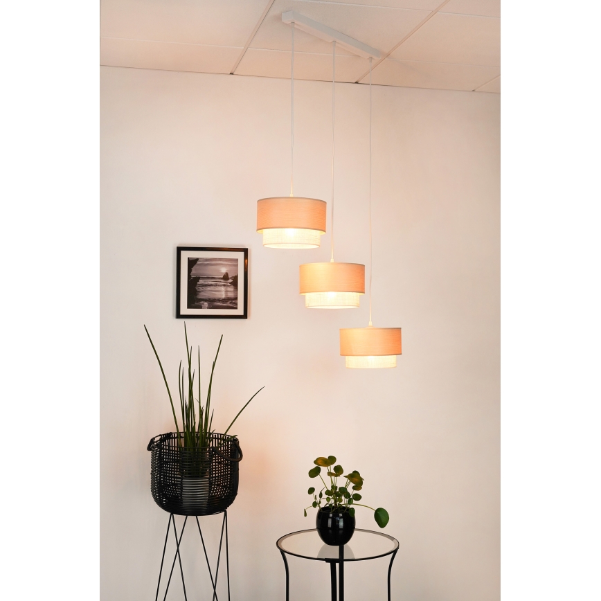 Brilagi - Luster na sajli ARIZONA BOHO 3xE27/15W/230V bež/bela