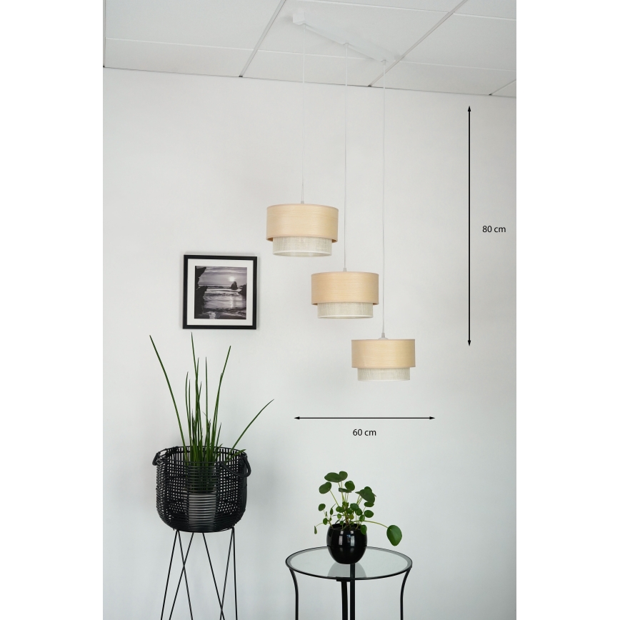 Brilagi - Luster na sajli ARIZONA BOHO 3xE27/15W/230V bež/bela