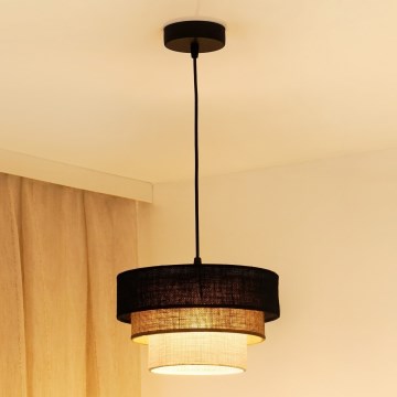 Brilagi - Luster na sajli ASPEN LUNETA 1xE27/15W/230V pr. 25 cm crno/bež/kremasta