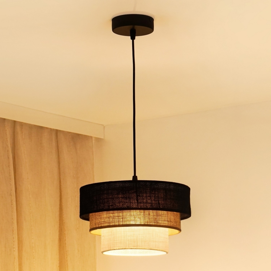 Brilagi - Luster na sajli ASPEN LUNETA 1xE27/15W/230V pr. 25 cm crno/bež/kremasta