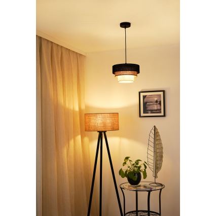 Brilagi - Luster na sajli ASPEN LUNETA 1xE27/15W/230V Ø 25 cm crna/bež/krem