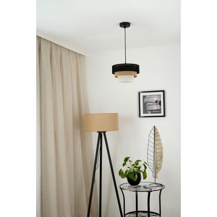 Brilagi - Luster na sajli ASPEN LUNETA 1xE27/15W/230V Ø 25 cm crna/bež/krem