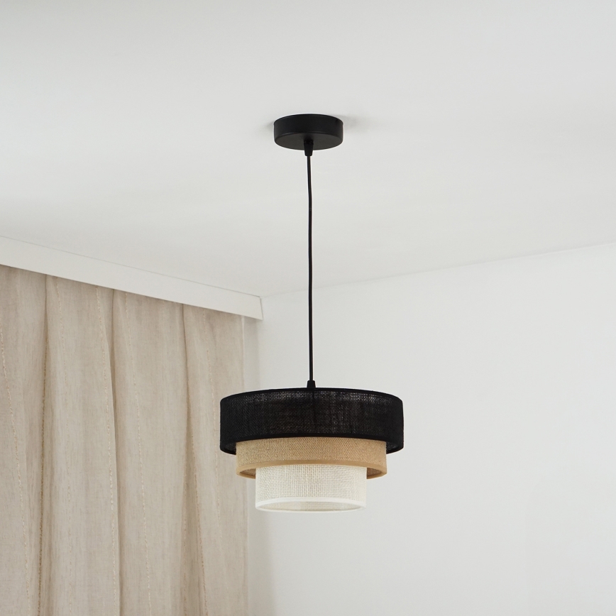 Brilagi - Luster na sajli ASPEN LUNETA 1xE27/15W/230V pr. 25 cm crno/bež/kremasta