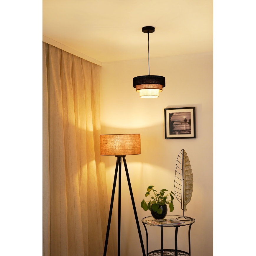 Brilagi - Luster na sajli ASPEN LUNETA 1xE27/15W/230V pr. 25 cm crno/bež/kremasta