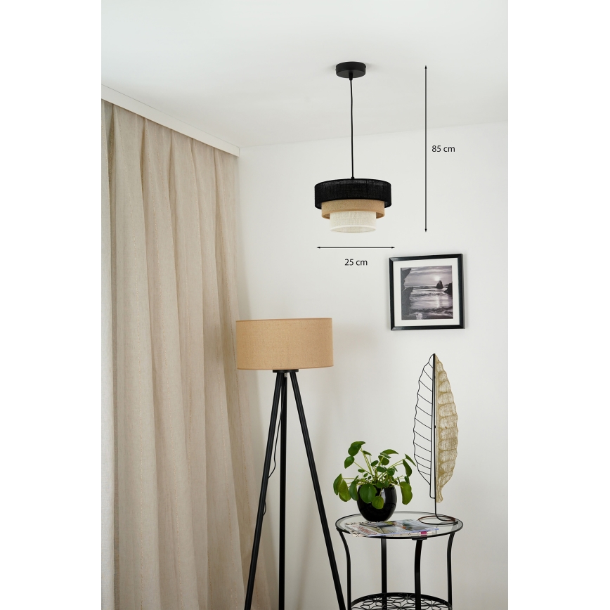 Brilagi - Luster na sajli ASPEN LUNETA 1xE27/15W/230V pr. 25 cm crno/bež/kremasta