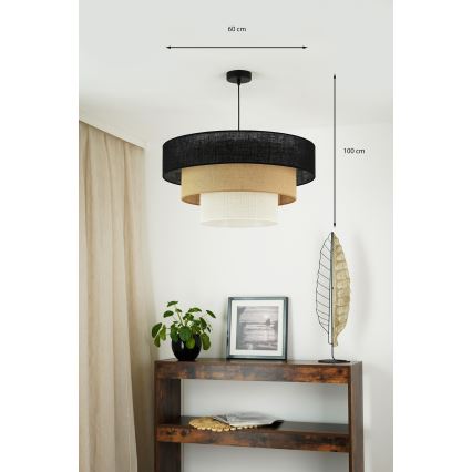 Brilagi - Luster na sajli ASPEN LUNETA 1xE27/15W/230V pr. 60 cm crno/bež/kremasta