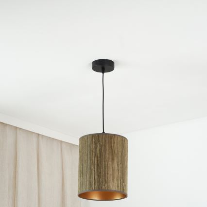Brilagi - Luster na sajli BOSTON ROLLER 1xE27/15W/230V pr. 21 cm slama braon/zlatna