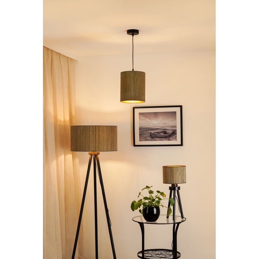 Brilagi - Luster na sajli BOSTON ROLLER 1xE27/15W/230V pr. 21 cm slama braon/zlatna