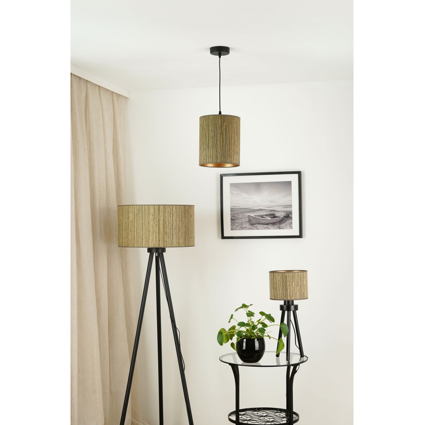 Brilagi - Luster na sajli BOSTON ROLLER 1xE27/15W/230V pr. 21 cm slama braon/zlatna