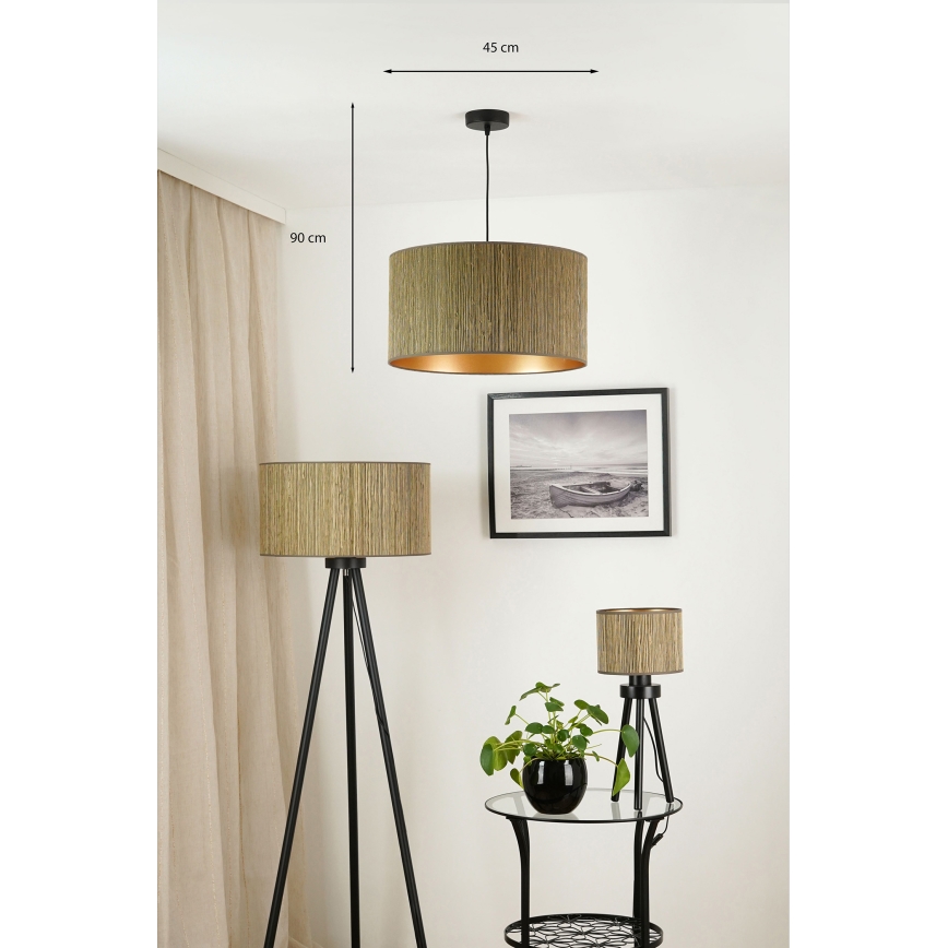 Brilagi - Luster na sajli BOSTON ROLLER 1xE27/15W/230V pr. 45 cm slama braon/zlatna