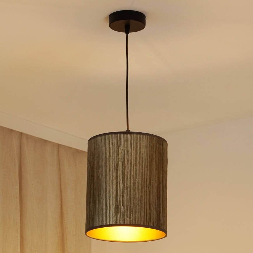 Brilagi - Luster na sajli BOSTON ROLLER 1xE27/15W/230V prečnik 21 cm slama braon/zlatna