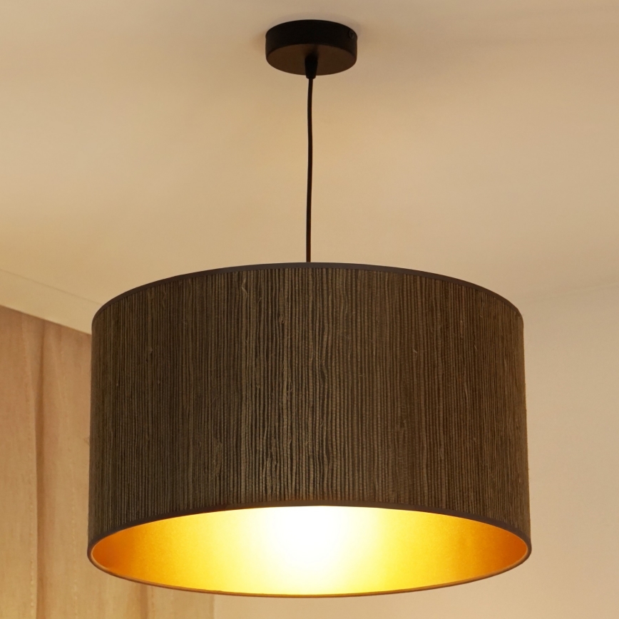 Brilagi - Luster na sajli BOSTON ROLLER 1xE27/15W/230V prečnik 45 cm slama braon/zlatna