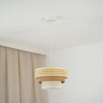 Brilagi - Luster na sajli CEDAR LUNETA 1xE27/15W/230V pr. 25 cm bež/braon/kremasta