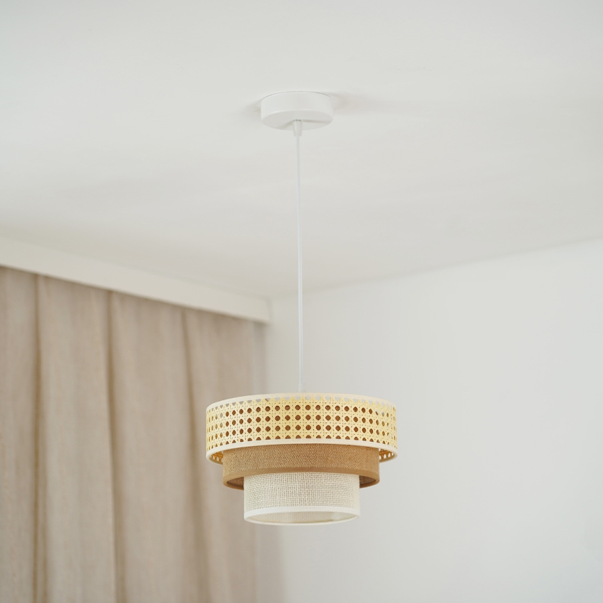 Brilagi - Luster na sajli CEDAR LUNETA 1xE27/15W/230V pr. 25 cm bež/braon/kremasta