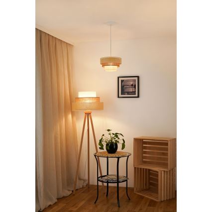 Brilagi - Luster na sajli CEDAR LUNETA 1xE27/15W/230V pr. 25 cm bež/braon/kremasta