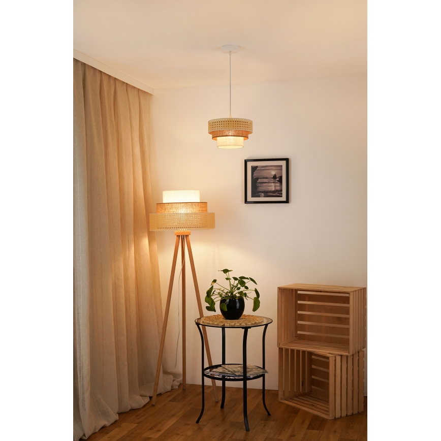 Brilagi - Luster na sajli CEDAR LUNETA 1xE27/15W/230V pr. 25 cm bež/braon/kremasta