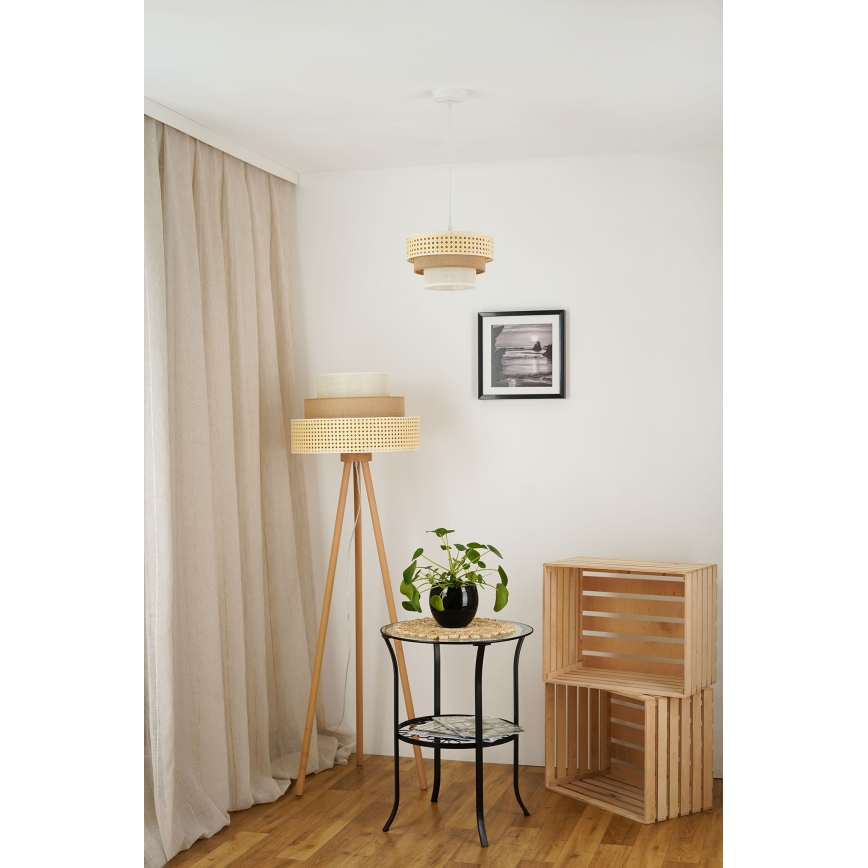 Brilagi - Luster na sajli CEDAR LUNETA 1xE27/15W/230V pr. 25 cm bež/braon/kremasta