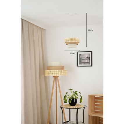 Brilagi - Luster na sajli CEDAR LUNETA 1xE27/15W/230V pr. 25 cm bež/braon/kremasta