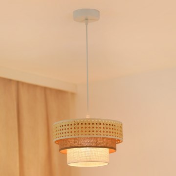 Brilagi - Luster na sajli CEDAR LUNETA 1xE27/15W/230V pr. 25 cm bež/braon/kremasta