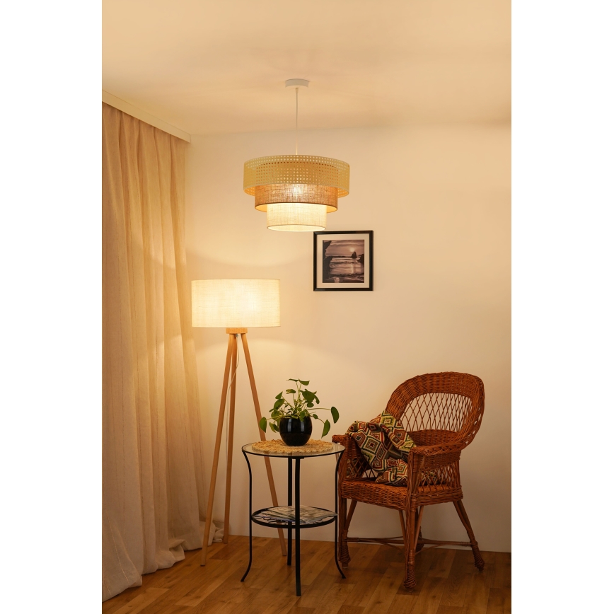 Brilagi - Luster na sajli CEDAR LUNETA 1xE27/15W/230V pr. 45 cm bež/braon/kremasta