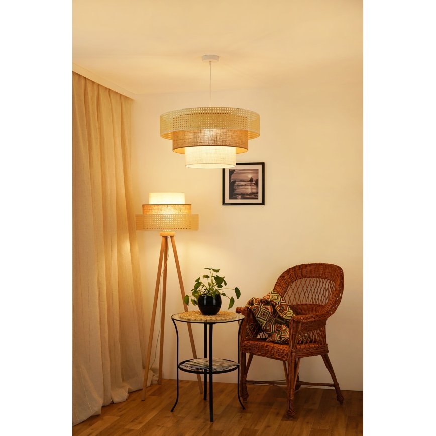 Brilagi - Luster na sajli CEDAR LUNETA 1xE27/15W/230V pr. 60 cm bež/braon/kremasta