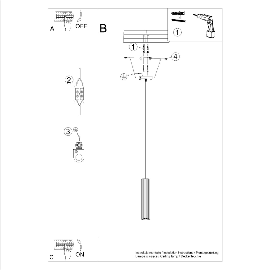 Brilagi - Luster na sajli CRESTO 1xGU10/10W/230V crno