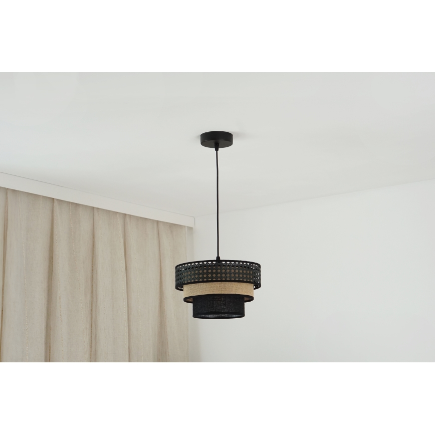 Brilagi - Luster na sajli DAKOTA LUNETA 1xE27/15W/230V pr. 25 cm crno/bež