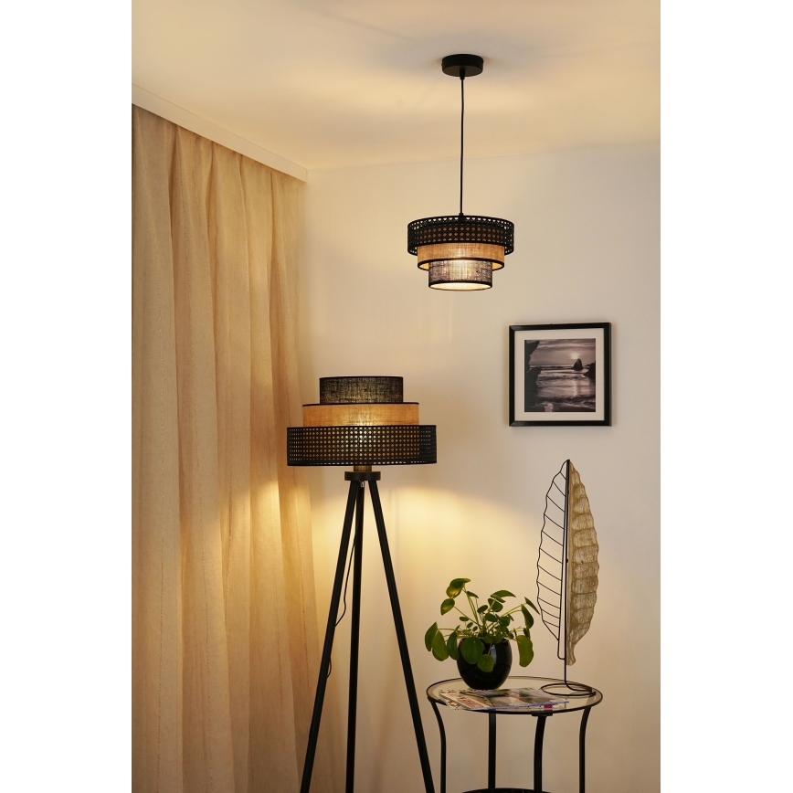 Brilagi - Luster na sajli DAKOTA LUNETA 1xE27/15W/230V pr. 25 cm crno/bež