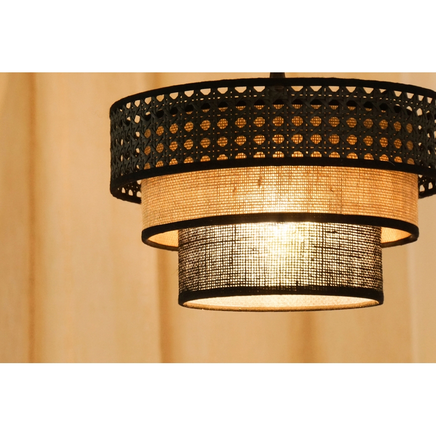Brilagi - Luster na sajli DAKOTA LUNETA 1xE27/15W/230V pr. 25 cm crno/bež