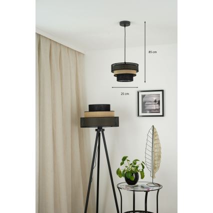 Brilagi - Luster na sajli DAKOTA LUNETA 1xE27/15W/230V pr. 25 cm crno/bež