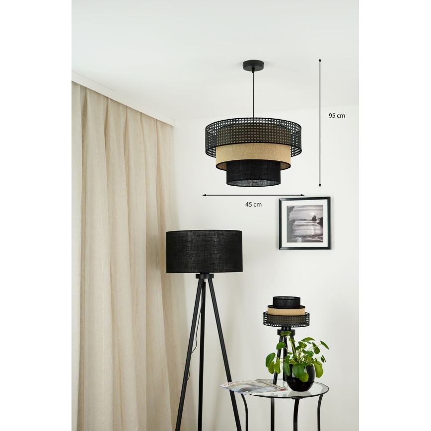 Brilagi - Luster na sajli DAKOTA LUNETA 1xE27/15W/230V pr. 45 cm crno/bež