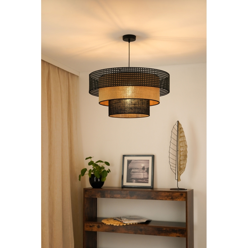 Brilagi - Luster na sajli DAKOTA LUNETA 1xE27/15W/230V pr. 60 cm crno/bež