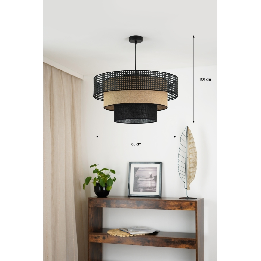 Brilagi - Luster na sajli DAKOTA LUNETA 1xE27/15W/230V pr. 60 cm crno/bež